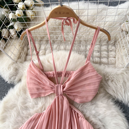 Sexy ärmelloses A-Linien-Sommerkleid in Pink P248