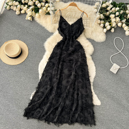 Niedliches ärmelloses A-Linien-Kleid mit Quasten für Strand und Sommerurlaub P252