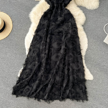 Niedliches ärmelloses A-Linien-Kleid mit Quasten für Strand und Sommerurlaub P252