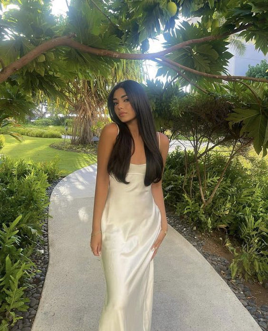 Sexy Mermaid Spaghetti Straps White Long Prom Dress P1051