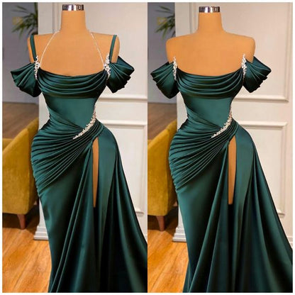 Meerjungfrau Trägerloses Burgund Lang Schlitz Ballkleid Abendkleider P1092
