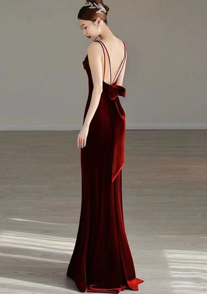 Sexy Meerjungfrau Langes Burgund Ballkleid Abendkleider P1097