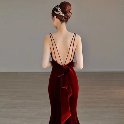 Sexy Meerjungfrau Langes Burgund Ballkleid Abendkleider P1097