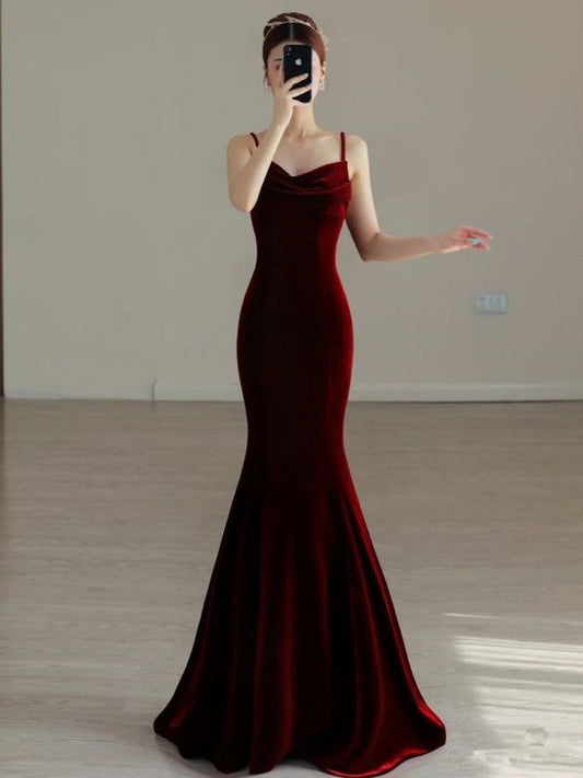 Sexy Meerjungfrau Langes Burgund Ballkleid Abendkleider P1097