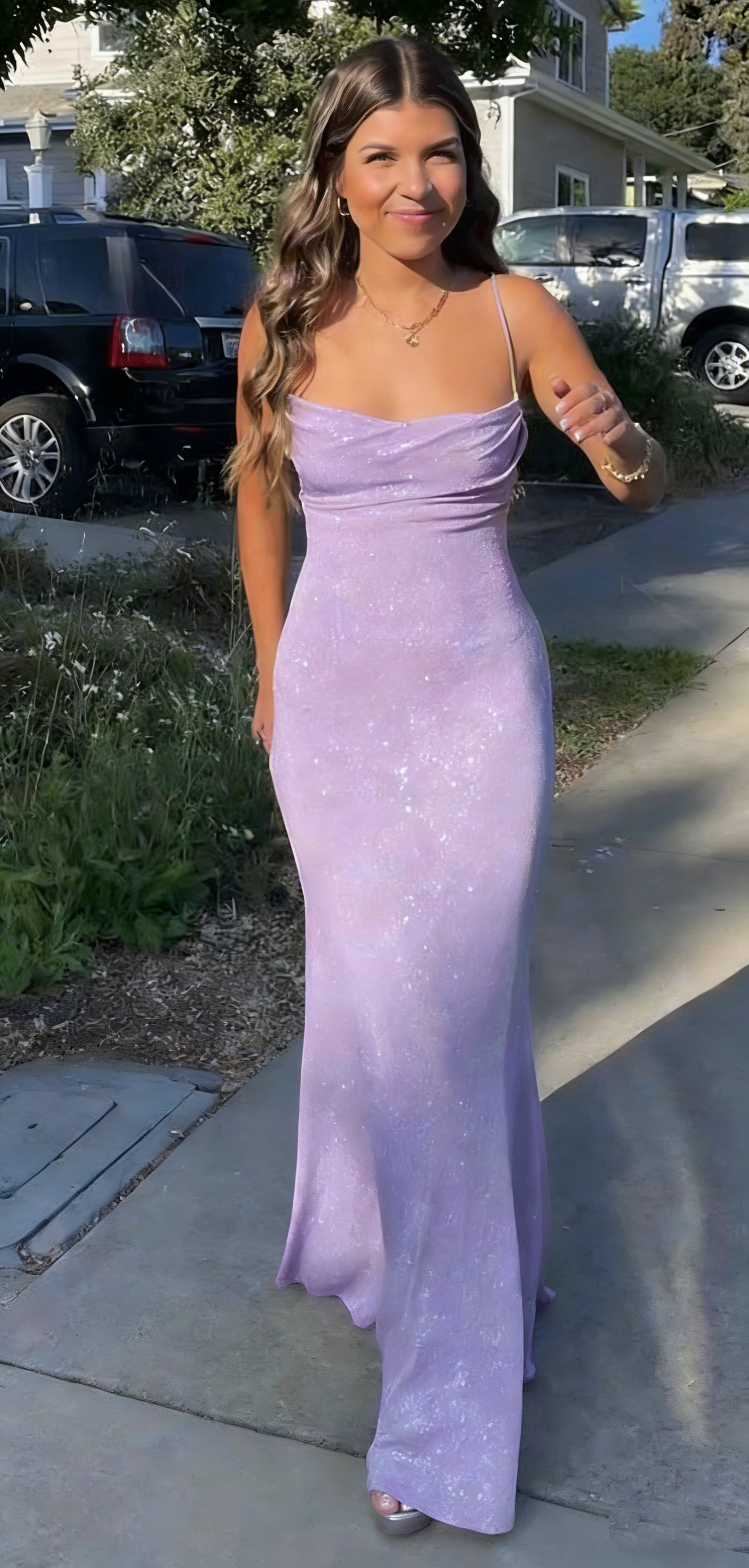 Spaghettiträger Glitzernde Lange Ballkleider Meerjungfrau Ballkleid P1098