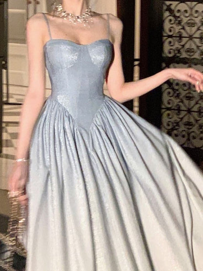 Robe de bal trapèze à bretelles avec sequins Robe de soirée P1101