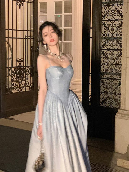 Robe de bal trapèze à bretelles avec sequins Robe de soirée P1101
