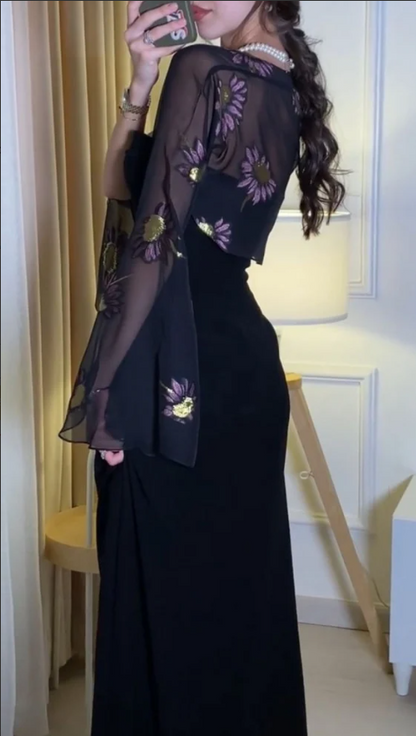 Elegant A Line Strapless Long Prom Dresses Black Formal Dress P1107