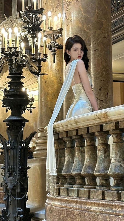 Elegant Sheath Straps Champagne Prom Dresses Long Formal Dress P1110 PreppyDress Elegant Sheath Straps Champagne Prom Dresses Long Formal Dress P1110 PreppyDress