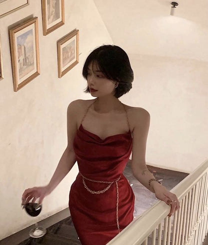 Elegante Etuikleid-Träger Rot Ballkleider Langes Abendkleid P1111