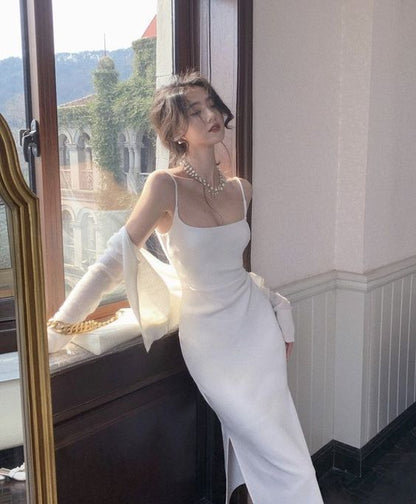 Modest Sheath White Straps Birthday Dresses 21th Birthday Outfit P1120 Modest Sheath White Straps Birthday Dresses 21th Birthday Outfit P1120