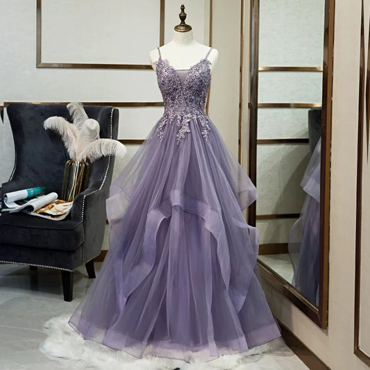 Robe de bal longue sans manches en dentelle pour le bal de promo P1174