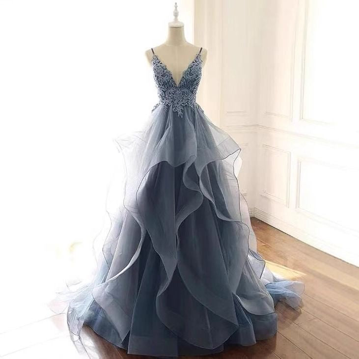 Robe de bal longue sans manches en dentelle pour le bal de promo P1174
