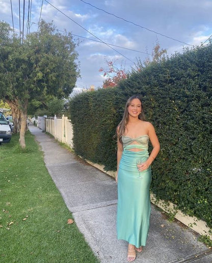 green emerald velvet dress Mermaid Mint Green Sequin High Slit Long Strapless Evening Prom Dresses,  Cheap Custom Prom Dresses, MR7699 main image 1