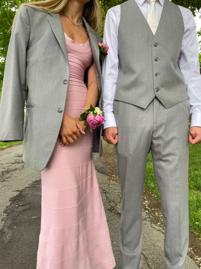 Scheide Träger Hellrosa Bodenlang Ärmelloses Ballkleid P1185