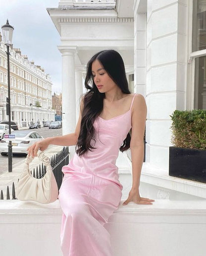 Vintage Mermaid Sleeveless Silk Satin Light Pink Prom Dress P1201 PreppyDress Vintage Mermaid Sleeveless Silk Satin Light Pink Prom Dress P1201 PreppyDress