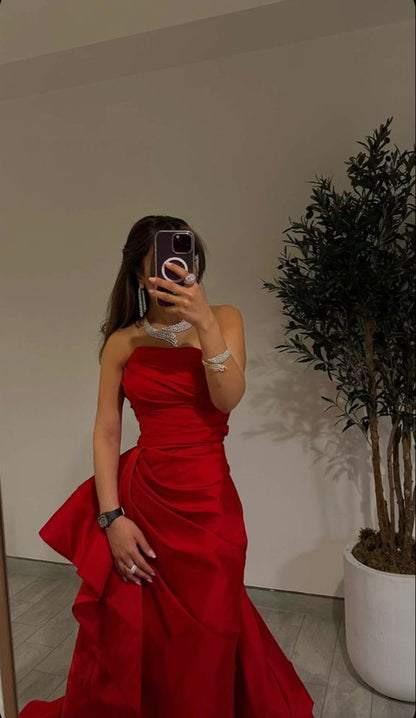 Sexy Meerjungfrau Langes Trägerloses Rotes Schlitz Ballkleid P1207