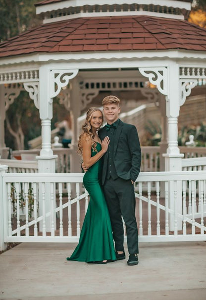 Modest Mermaid Straps Long Satin Green Prom Dresses P1238 PreppyDress Modest Mermaid Straps Long Satin Green Prom Dresses P1238 PreppyDress