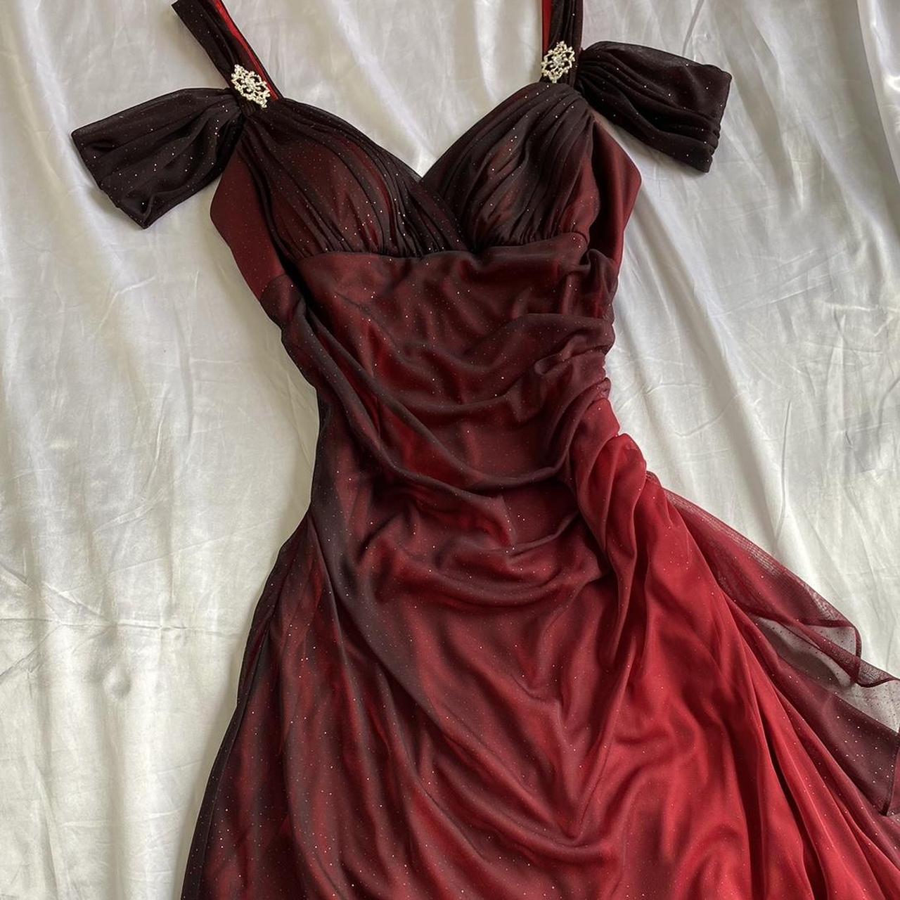 Beautiful A line Straps Ombre Red Long Chiffon Prom Dress P1284 – PreppyDress
