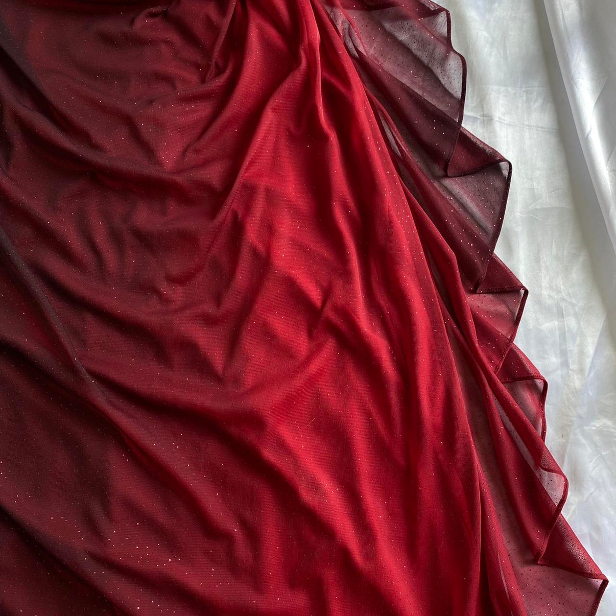 RTM Plain Chiffon Overlay Long Dress in Red