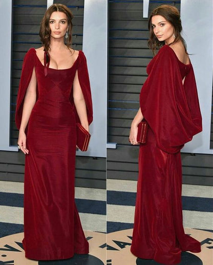 Magnifique robe de bal longue sirène bordeaux P1285