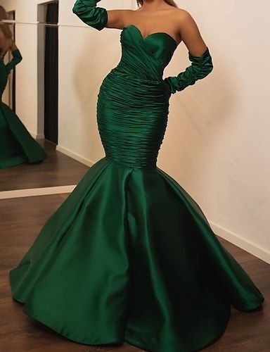 Mermaid / Trumpet Evening Gown Elegant Dress Wedding Guest Engagement Floor Length Prom Dress P1289