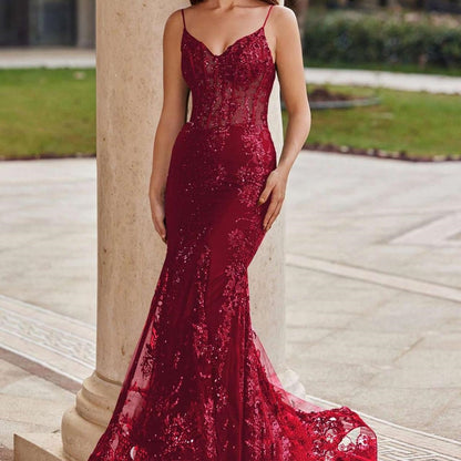 Mermaid Straps Dark Green Prom Dresses Sequin Formal Dress P1301 –  PreppyDress