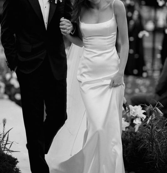 Beautiful Sheath Straps Long White Prom Dress Evening Dress P1332