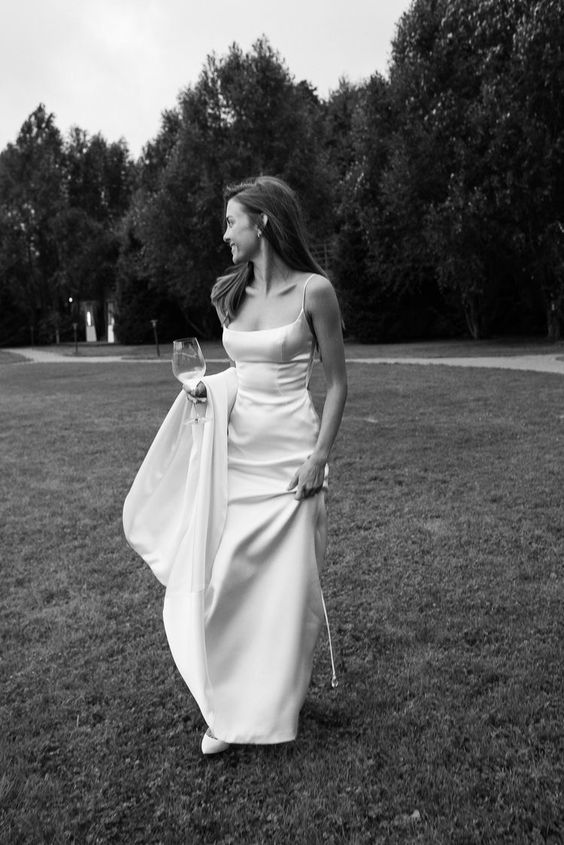 Beautiful Sheath Straps Long White Prom Dress Evening Dress P1332