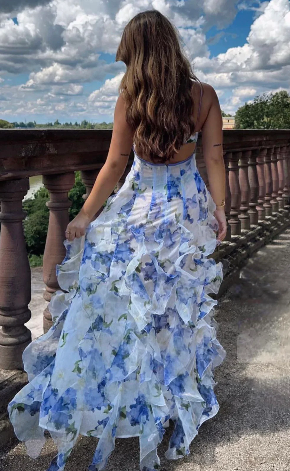 Classic Floral Prom Dresses Long Prom Gown 22th Birthday Outfit P1382 - BLUE / US2 Classic Floral Prom Dresses Long Prom Gown 22th Birthday Outfit P1382 - BLUE / US2