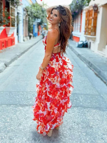 Classic Floral Prom Dresses Long Prom Gown 22th Birthday Outfit P1382