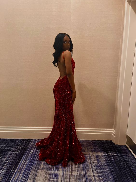 Classic Mermaid Black Girl Sequin Prom Dresses 22th Birthday Outfit P1383 - AS PHOTO / US2 Classic Mermaid Black Girl Sequin Prom Dresses 22th Birthday Outfit P1383 - AS PHOTO / US2