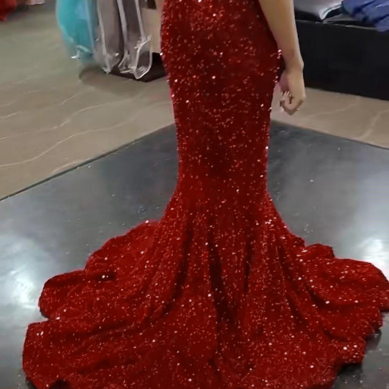 Classic Mermaid Black Girl Sequin Prom Dresses 22th Birthday Outfit P1383