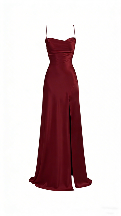 Robe de bal sirène simple longue avec fente pour 22e anniversaire P1387