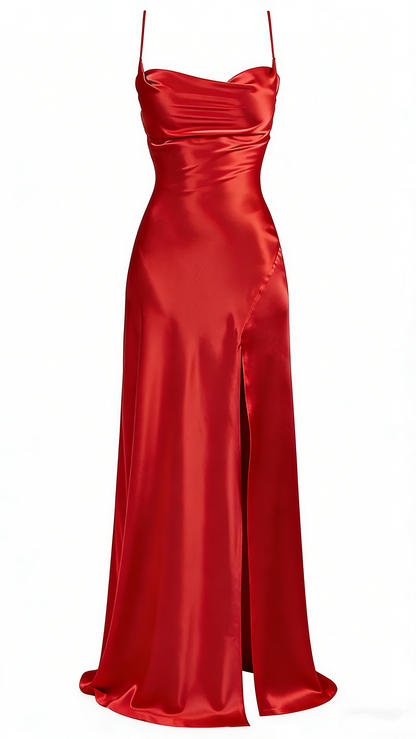 Robe de bal sirène simple longue avec fente pour 22e anniversaire P1387