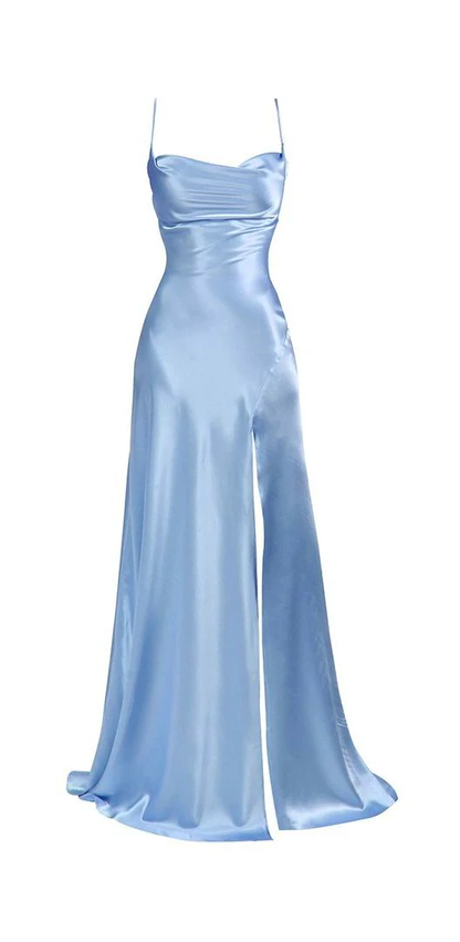 Robe de bal sirène simple longue avec fente pour 22e anniversaire P1387
