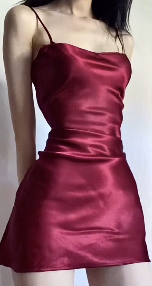 Simple Sheath Silk Satin Burgundy 18th Birthday Dresses Birthday Outfits P1404
