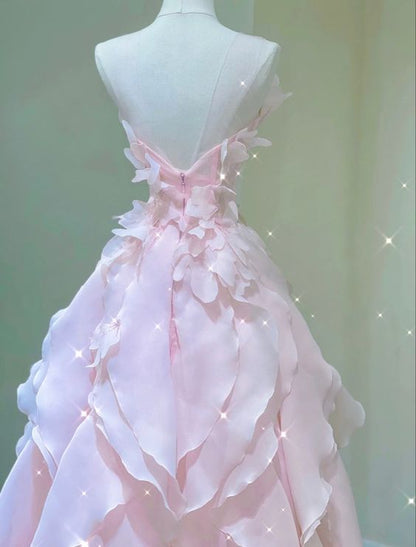 Prinzessinnen Ballkleid Trägerloses Langes Pinkes Ballkleid P1420