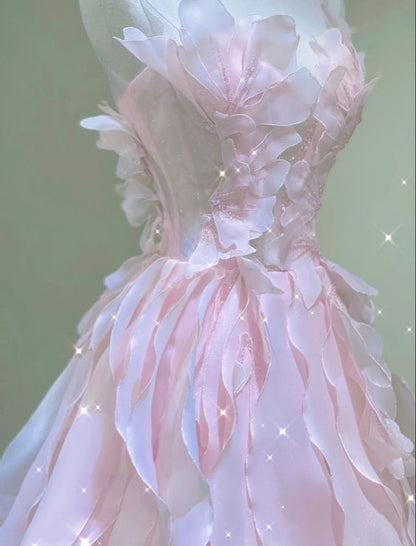 Prinzessinnen Ballkleid Trägerloses Langes Pinkes Ballkleid P1420