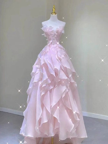 Prinzessinnen Ballkleid Trägerloses Langes Pinkes Ballkleid P1420