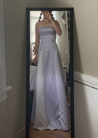 Robe de bal longue lilas bustier trapèze vintage P1435