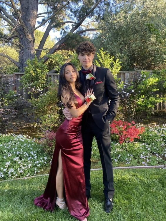 Simple Mermaid Long Burgundy Slit Prom Dress P1455