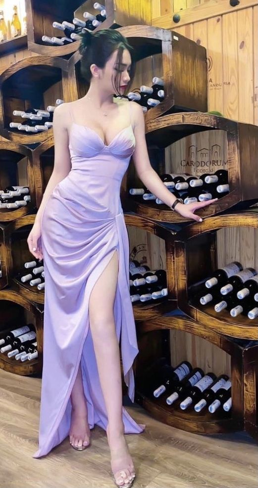 Sexy Mermaid Straps Slit Lilac Prom Dress P1467