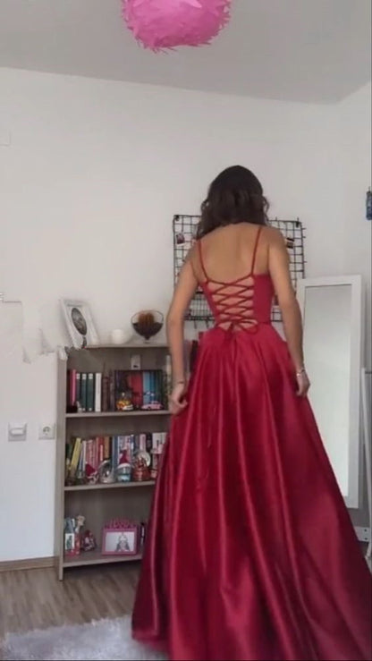 Vintage A Line Straps Floor Length Red Prom Dresses P1484 PreppyDress Vintage A Line Straps Floor Length Red Prom Dresses P1484 PreppyDress