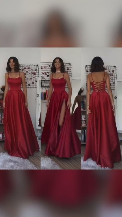 Vintage A Line Straps Floor Length Red Prom Dresses P1484 Vintage A Line Straps Floor Length Red Prom Dresses P1484