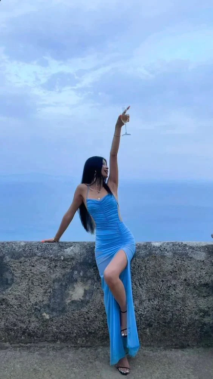 Blue Sexy Long Prom Dress See-through Prom Dress Beach Dress P1497 –  PreppyDress