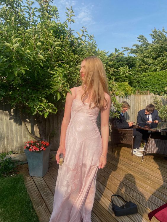 Sexy Mermaid Long Pink Lace Prom Dress Party Dresses P1585