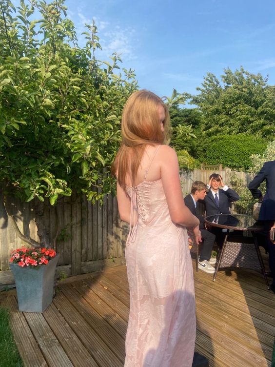 Sexy Mermaid Long Pink Lace Prom Dress Party Dresses P1585