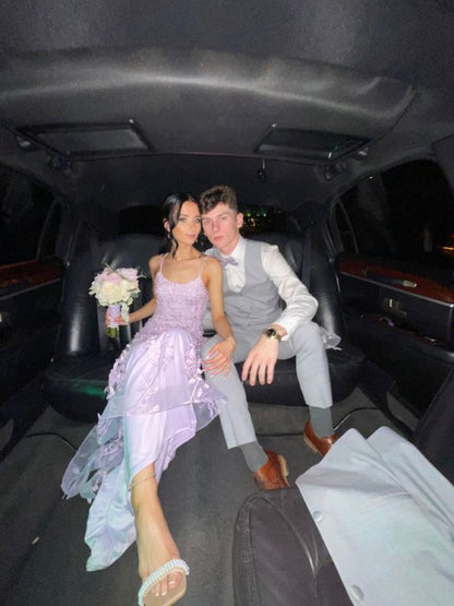 Sexy Meerjungfrau Langes Fliederfarbenes Rückenloses Spitzen-Abschlussballkleid Partykleider P1588