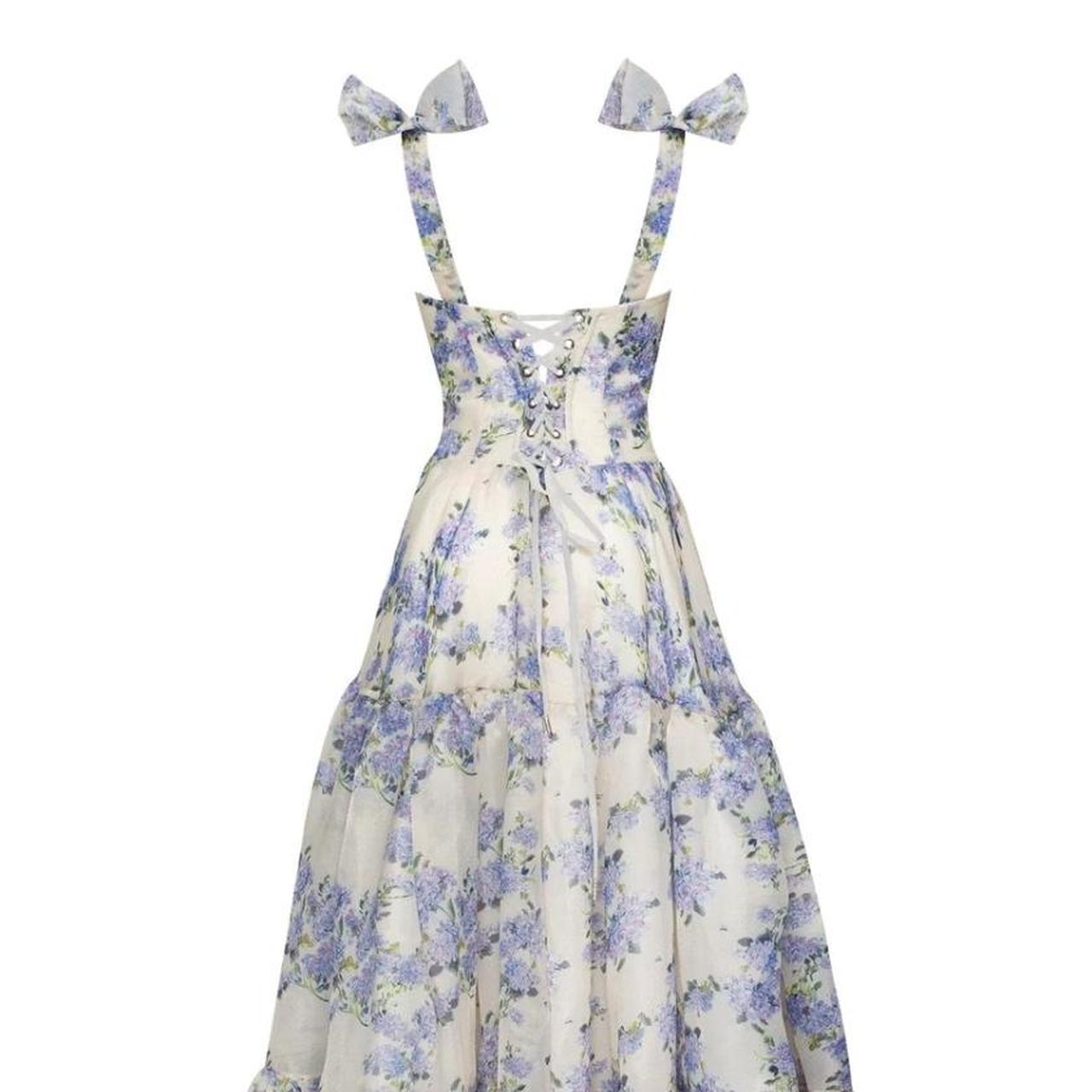 Sexy A line Long Blue Floral Prom Dress Blue and White Party Dresses P1590 - AS PHOTO / US2 Sexy A line Long Blue Floral Prom Dress Blue and White Party Dresses P1590 - AS PHOTO / US2